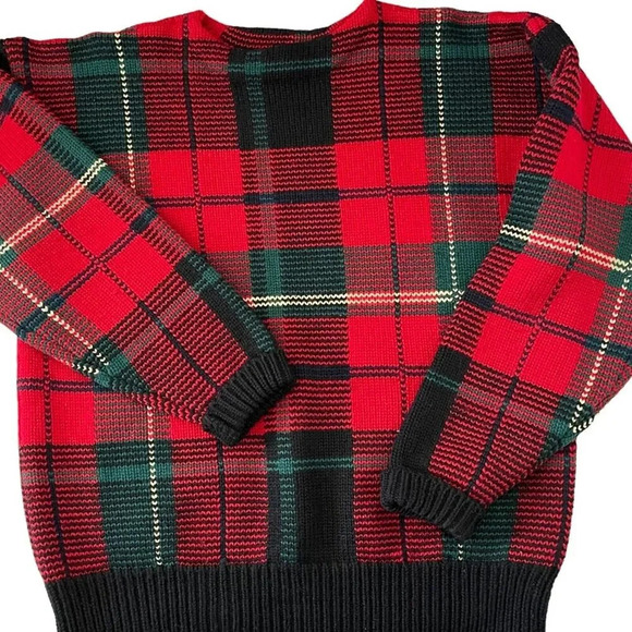 Vintage Club Room 100% Pure Wool Plaid Oversized Heavyweight Sweater Grandpa - Picture 7 of 7